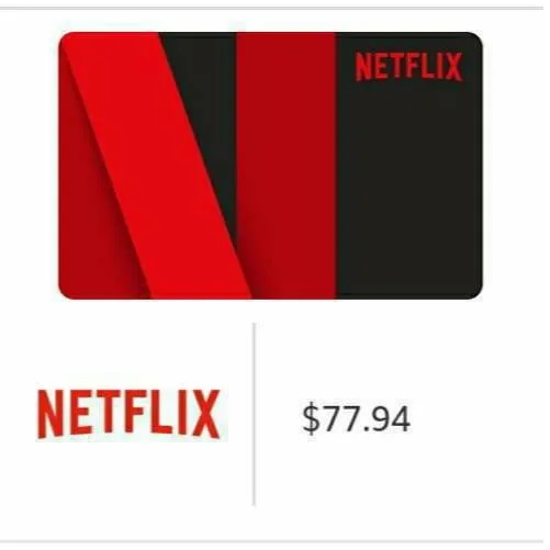77.94 Netflix Gift Card CONVERTIBLE INSTANT BEST PRICE