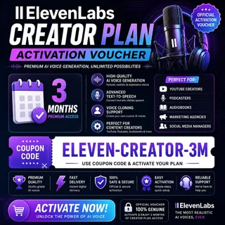🎙️ ElevenLabs Creator Plan – 3 Month Activation Voucher