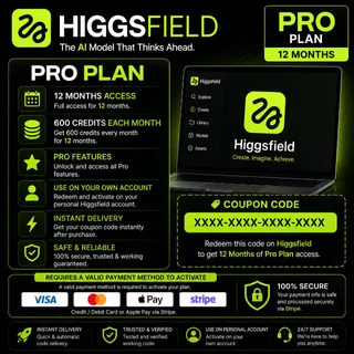 Higgsfield Pro – 12 Months | Coupon Code