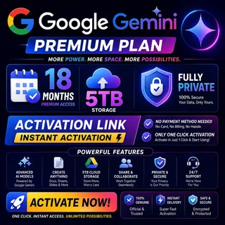 Google Gemini Premium – 18 Months Access + 5TB Storage