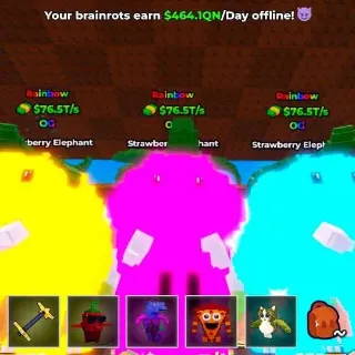 X3 Rainbow strawberry Elephant - kick a lucky block