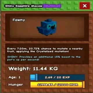Colossal Shiny Sapphire Macaw