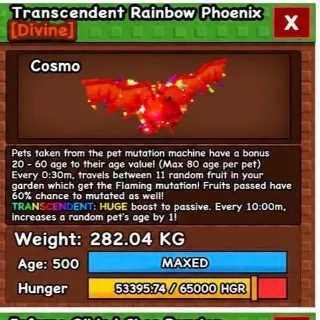 Huge Transcedent Rainbow Phoenix