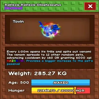 Huge Rainbow Rainbow Dilophosaurus