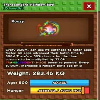 Huge Transcedent Rainbow Birb