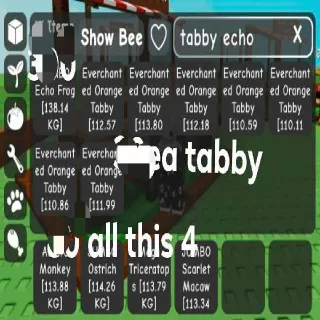 Colossal Jumbo Echo Frog + 7x Colossal Everchanted Orange Tabby + Colossal Money, Ostrich, Triceratop And Scarlet Macaw