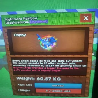 Huge Nightmare Rainbow Dilophosaurus