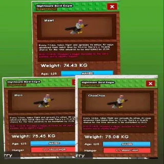 3X HUGE NIGHTMARE BALD EAGLE 74+KG