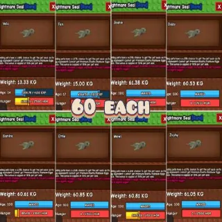 8X HUGE NIGHTMARE SEAL 60+KG