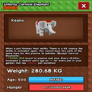 Huge Inferno Carnival Elephant