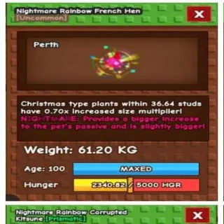 Huge Nightmare Rainbow French Hen