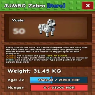 Jumbo Titanic Zebra