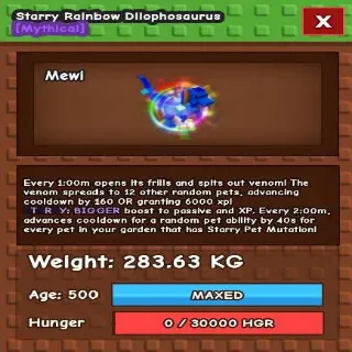 Huge Starry Rainbow Dilophosaurus
