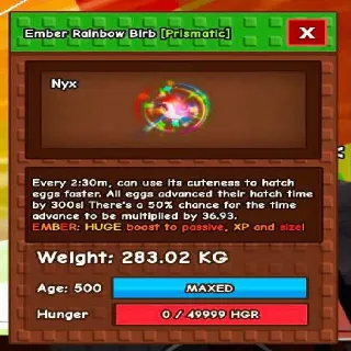Huge Ember Rainbow Birb
