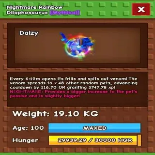 Nightmare Rainbow Dilophosaurus 19kg