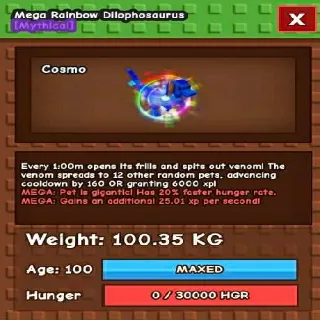 Colossal Rainbow Dilophosaurus