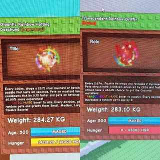 Huge Gigantic Rainbow Hotdog Duschand + Huge Transcendent Rainbow Griffin