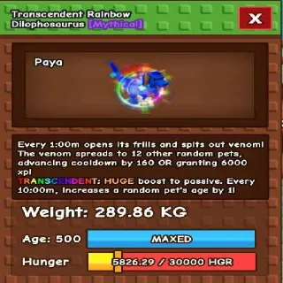 Huge Transcedent Rainbow Dilophosaurus