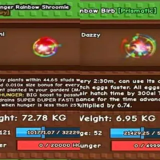 Huge Hyperhunger Rainbow Shroomie + Rainbow Birb