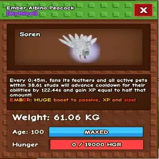 Huge Ember Albino Peacock