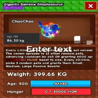 Titanic Gigantic Rainbow Dilophosaurus