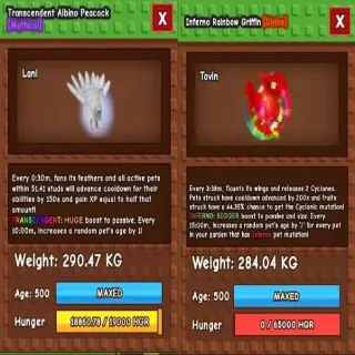 HUGE TRANSCEDENT ALBINO PEACOCK + HUGE INFERNO RAINBOW GRIFFIN