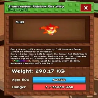 Huge Transcedent Rainbow Fire Wisp