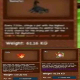 62kg rbh wisp
+ 61kg scorpion + 61kg rbh birb