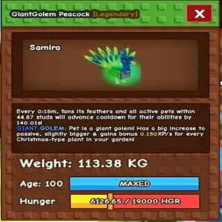 Colossal GiantGolem Peacock