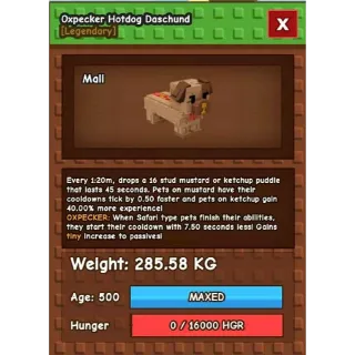 Huge Oxpecker Hotdog Daschund
