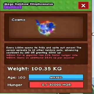 COLOSSAL MEGA RAINBOW DILOPHOSAURUS