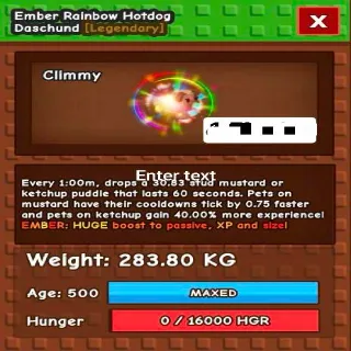 Huge Ember Rainbow Hotdog Daschund