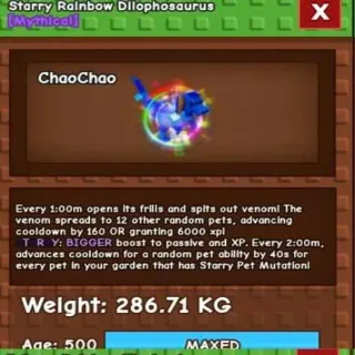 Huge Starry Rainbow Dilophosaurus