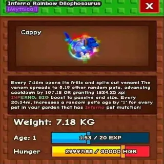 Titanic Inferno Rainbow Dilophosaurus