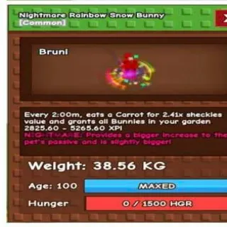 Huge Nightmare Rainbow Snow Bunny