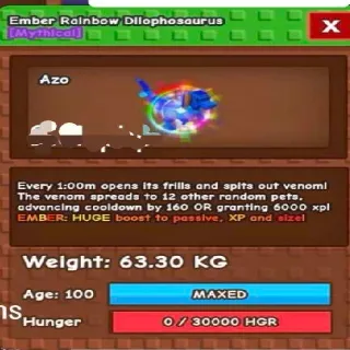 Huge Ember Rainbow Dilophosaurus