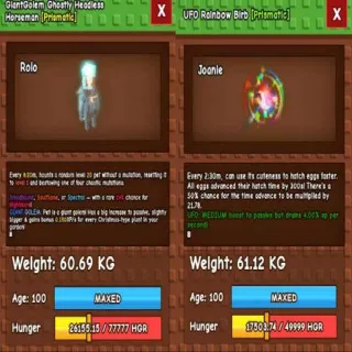 Huge GiantGolem Ghostly Headless Horseman + Huge UFO Rainbow Birb
