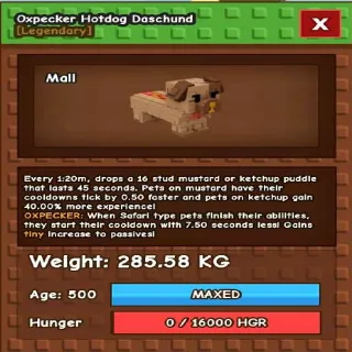 Huge Oxpecker Hotdog Daschund