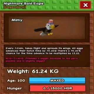 Huge Bald Eagle 60+Kg