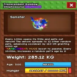 Huge Transcedent Rainbow Dilophosaurus