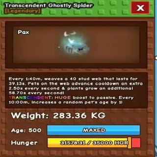 Huge Transcedent Ghostly Spider