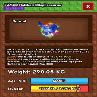 Huge Jumbo Rainbow Dilophosaurus