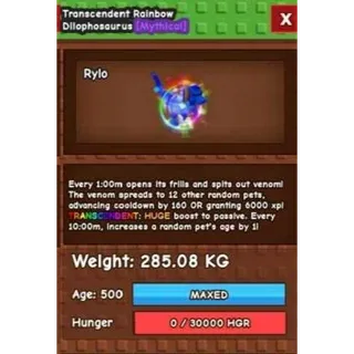 Huge Transcedent Rainbow Dilophosaurus