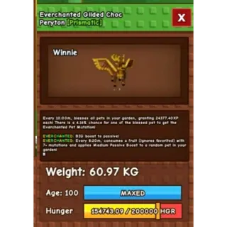 Huge Everchanted Glided Choc Peryton