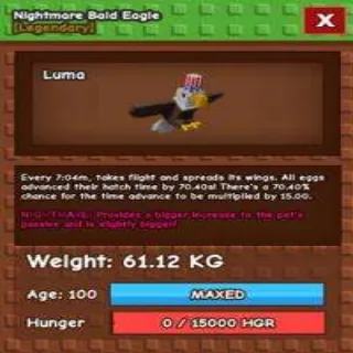 HUGE NIGHTMARE BALD EAGLE