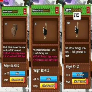 Colossal Capybara + Titanic Ostrich +  Huge Ostrich