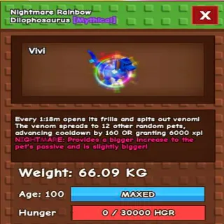 Nightmare Rainbow Dilophosaurus