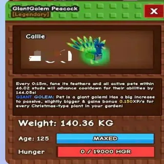 COLOSSAL GIANTGOLEM PEACOCK