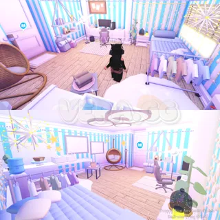 Preppy Blue Aesthetic Gamer Bedroom (Tiny Home)