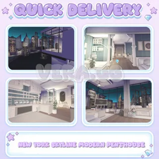 New York Skyline Modern Penthouse | Tiny Home Glitch Build Adopt me House